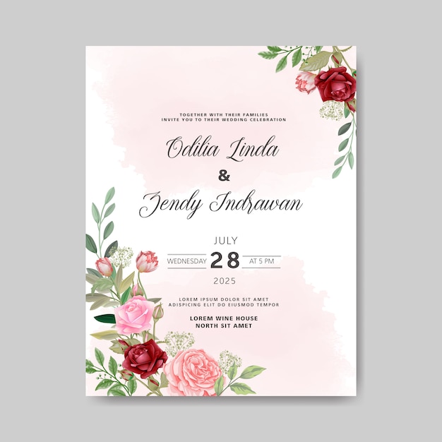 beautiful floral wedding invitation card