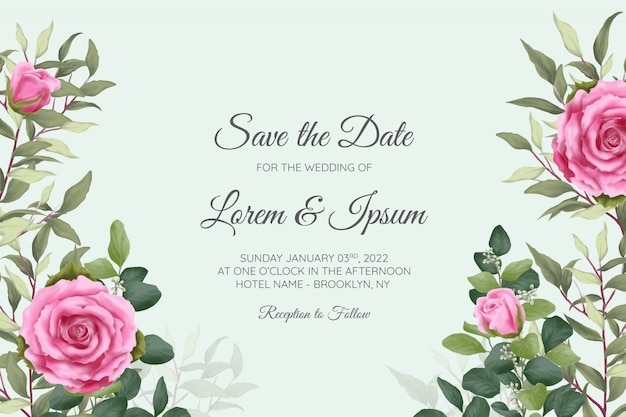 Beautiful floral wedding invitation card