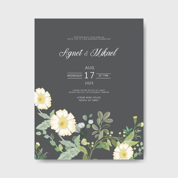 beautiful floral  wedding invitation cards