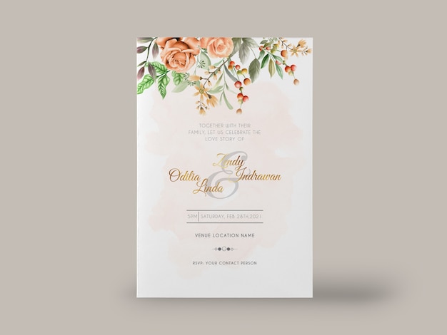 beautiful floral wedding invitation template