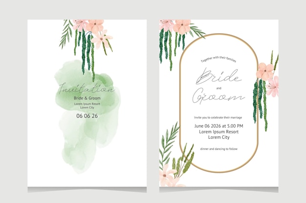 Beautiful Floral Wreath Wedding Invitation Card Template