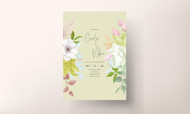 beautiful floral wreath wedding invitation card template