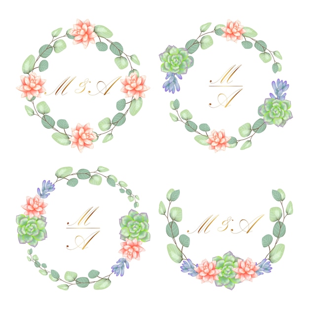 Beautiful floral wreath with succulents 