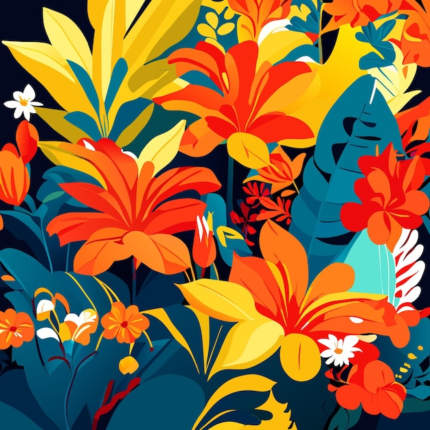 Beautiful flower forest vector wallpaper