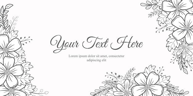 Beautiful flower frame background in outline design