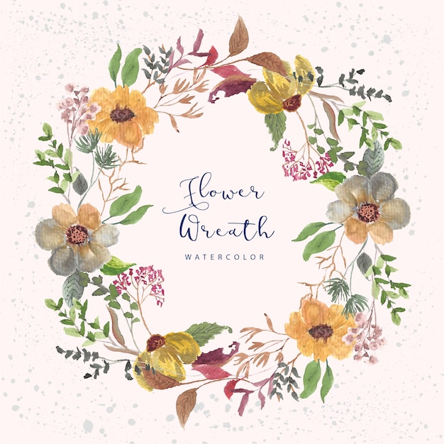 Beautiful flower garden watercolor wreath