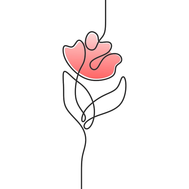 beautiful flower illustration for love continuous drawing single line art