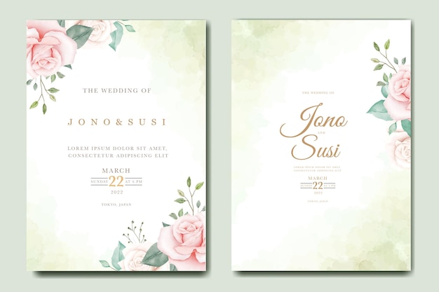 Beautiful Flower and Leaves Wedding Invitation Card