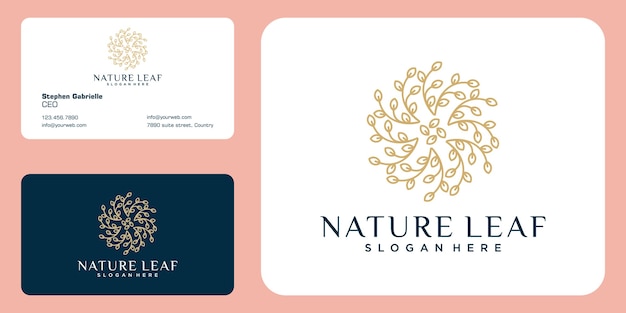 Beautiful flower line art logo design, pattern and business card