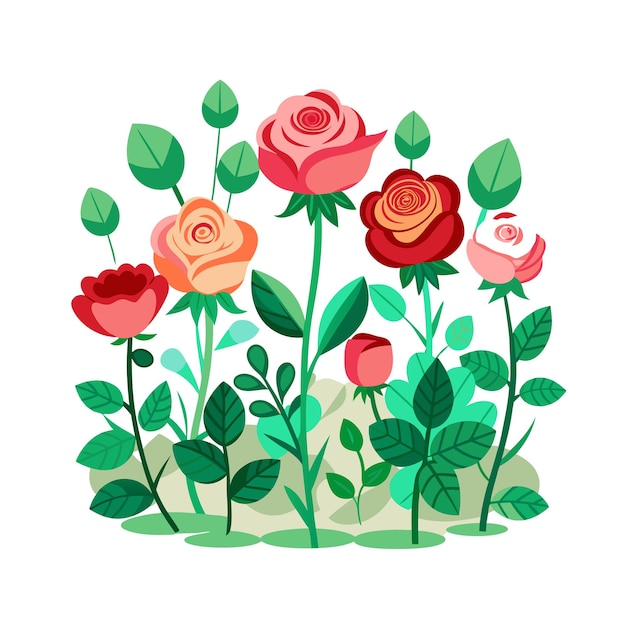 Beautiful Flower Plants Garden flat style vector illustration