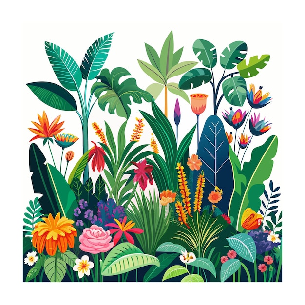 Beautiful Flower Plants Garden flat style vector illustration