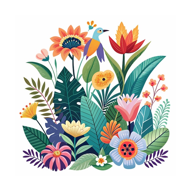 Beautiful Flower Plants Garden flat style vector illustration