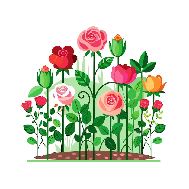 Beautiful Flower Plants Garden flat style vector illustration