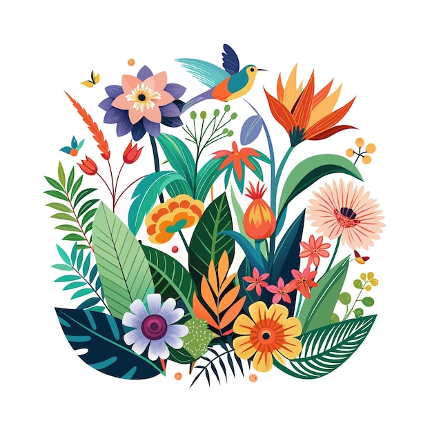 Beautiful Flower Plants Garden flat style vector illustration