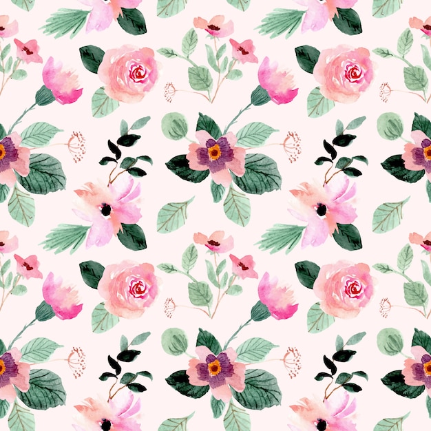 beautiful flower watercolor seamless pattern