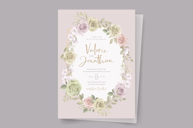 Beautiful flower wedding invitation card template