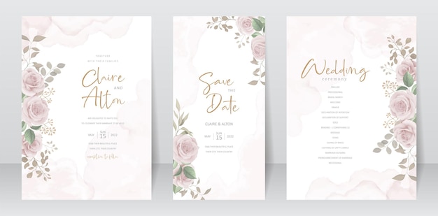 Beautiful flower wedding invitation card template