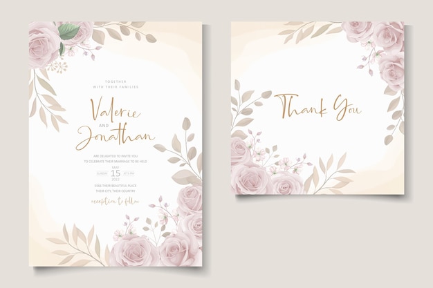 Beautiful flower wedding invitation card template