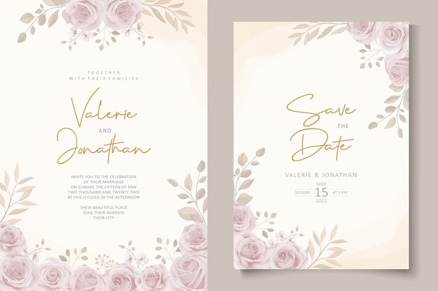 Beautiful flower wedding invitation card template