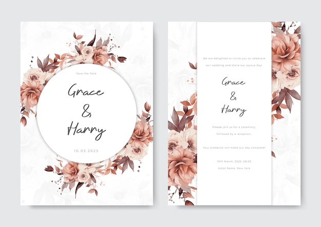 Beautiful flower wedding invitation template