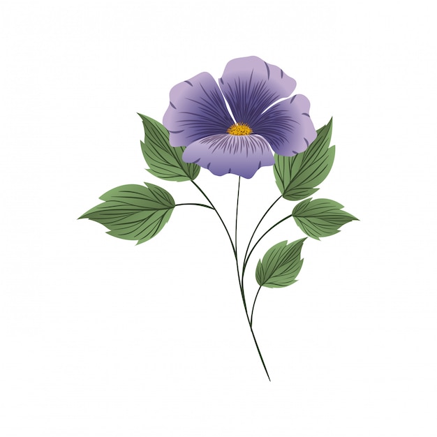 Beautiful flower with leafs isolated icon