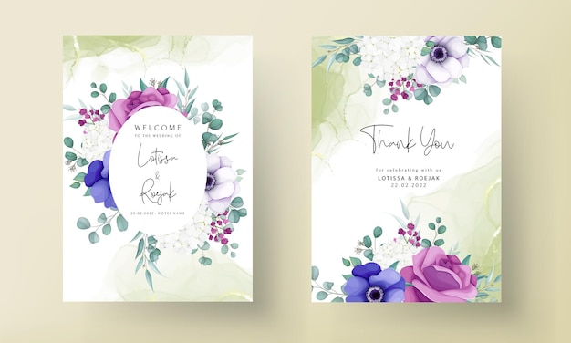 beautiful flower wreath wedding invitation card template