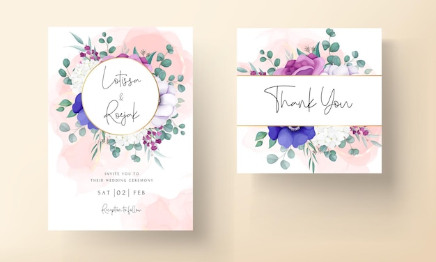 beautiful flower wreath wedding invitation card template