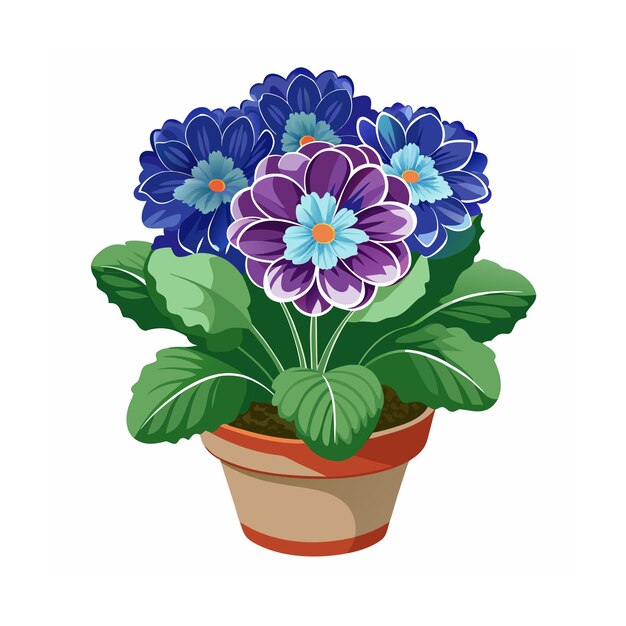 Beautiful Flowerpot Houseplant Vector Illustration Concept