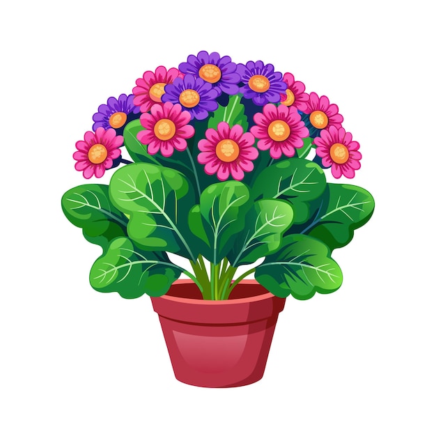 Beautiful Flowerpot Houseplant Vector Illustration Concept