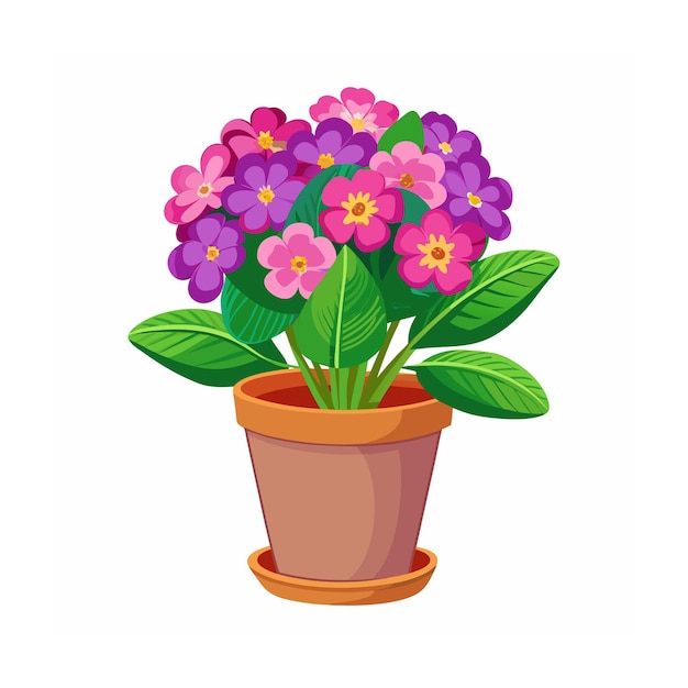 Beautiful Flowerpot Houseplant Vector Illustration Concept