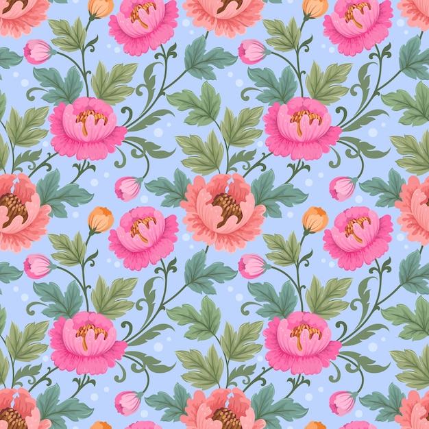 Beautiful flowers design with green leaf seamless pattern Can be used for fabric textile wallpaper gift wrap paper