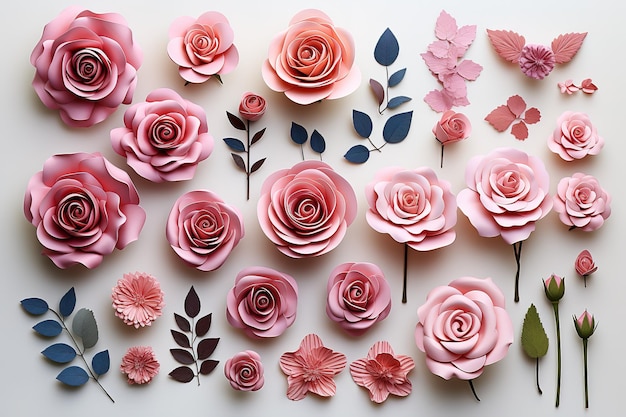 Beautiful flowers isolated on white background with a room for your message