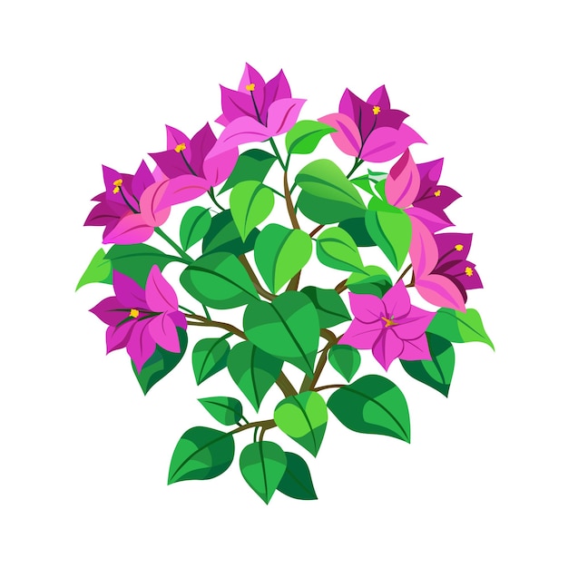 Beautiful Flowers tree and bush flat style vector illustration