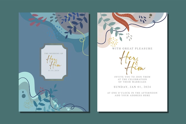 beautiful flowers wedding invitation card