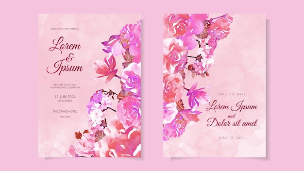 Beautiful flowers Wedding marriage invitation card frame set template