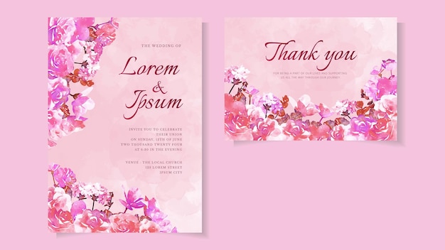 Beautiful flowers Wedding marriage invitation card frame set template