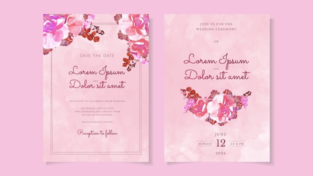 Beautiful flowers Wedding marriage invitation card frame set template