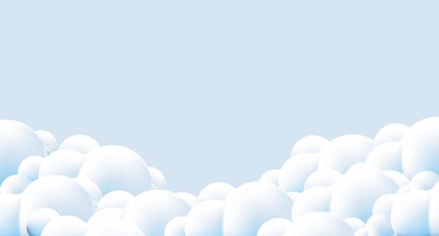 Beautiful fluffy clouds on blue sky background Clouds on blue sky banner Vector clouds Border of clouds on blue background Realistic fluffy cloud Vector illustration