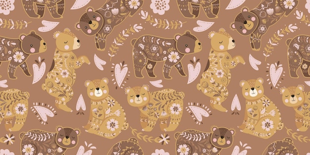 Beautiful Folk Bear Seamless Pattern