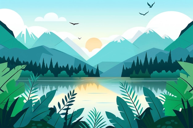 Vector beautiful forest illustration vector