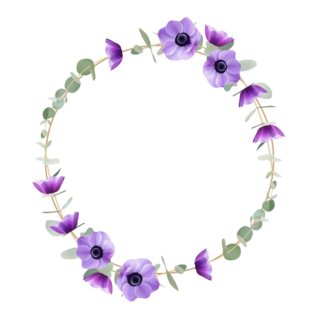 Beautiful frame with floral anemone flowers