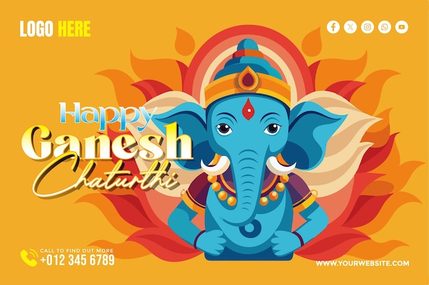 Vector beautiful ganesh chaturthi background for banner wallpaper copy space poster and flyer