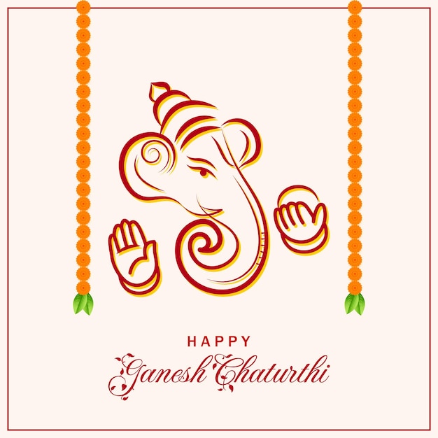 Beautiful ganesh chaturthi festival banner with realistic flower design