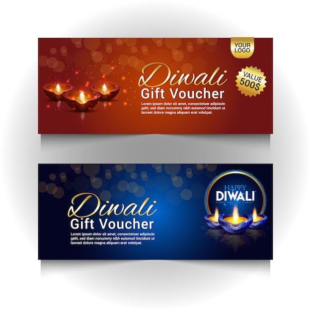 Beautiful gift voucher set for Diwali festival.