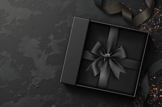 beautiful gift with ribbon on a black background