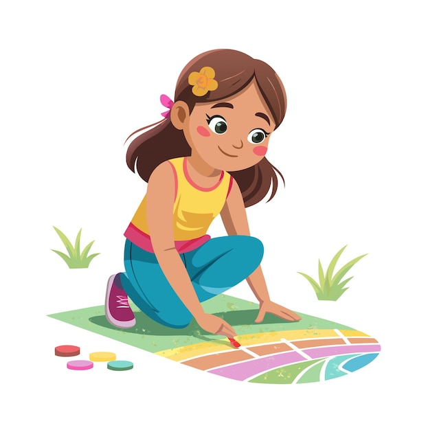 Vector beautiful girl children character vector illustration