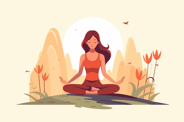 Beautiful girl doing yoga illustration international yoga day yoga day banner yoga day background