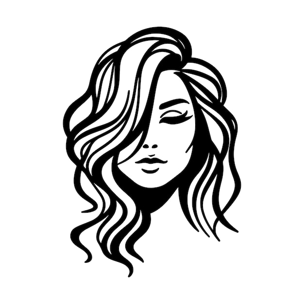 Beautiful Girl Face Logo Outline Vector Makeup Logo Girl Head Logo