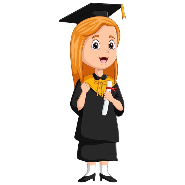 Beautiful girl on graduation day with diploma illustration