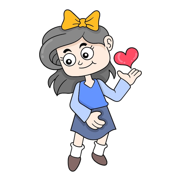 Beautiful girl happy in love doodle icon image kawaii